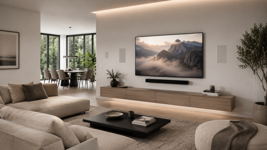 wandluidsprekers naast tv